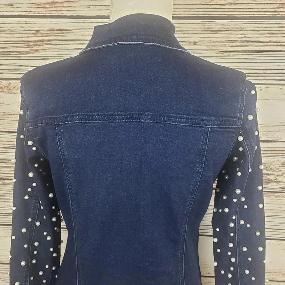 Women with Control XXS Jean Jacket w/ Pearl Sleeve - Picture 5 of 8